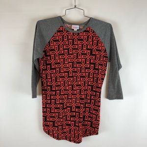 Lularoe Randy grey and orange print top size XS